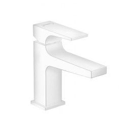 Смеситель для раковины 100, Metropol, однорычажный, с рычаговой рукояткой, со сливным клапаном Push-Open белый матовый 32500700