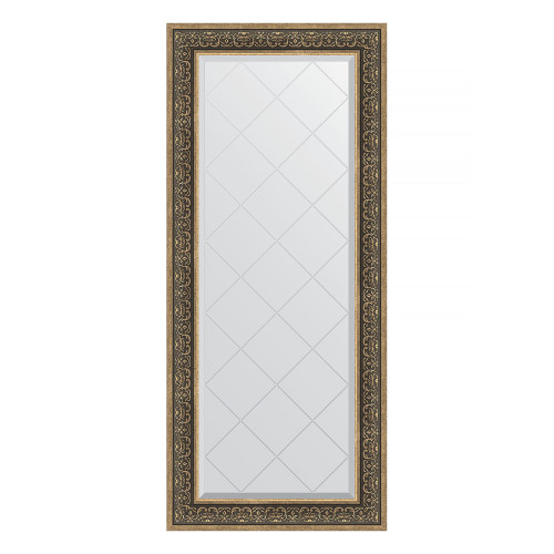 Зеркало настенное с гравировкой EVOFORM в багетной раме вензель серебряный, 69х159 см, BY 4164