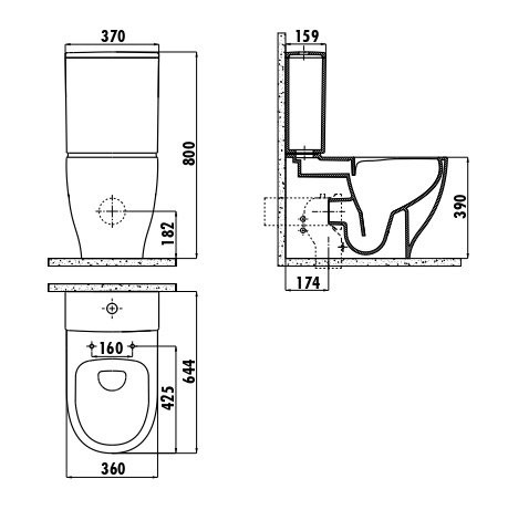 CREAVIT MARE Унитаз напольный безободковый