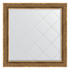 Зеркало настенное с гравировкой EVOFORM в багетной раме вензель бронзовый, 109х109 см, BY 4464