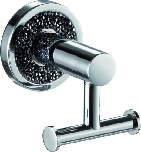 Sanibano Ebano, крючок двойной, цвет хром-кристаллы Swarovski black