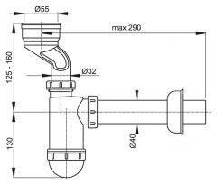 Сифон для писсуара Alcaplast A45A