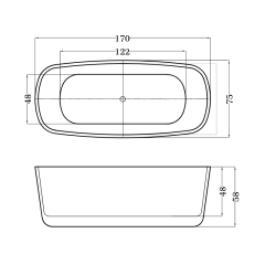 Отдельностоящая акриловая ванна Ceruttispa Aco CT8337 170x75 Белая со сливом-переливом