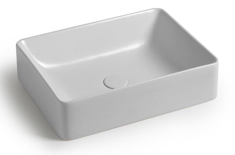 White Ceramic Slim, накладная прямоугольная раковина 50x38x13h см, цвет черный матовый