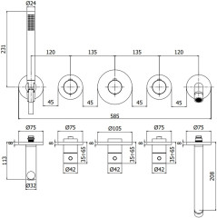 Смеситель для ванны с душем Paffoni Modular Box MDE001HGSP