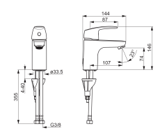 Смеситель для раковины Oras Safira Керамический картридж Хром (1010F)