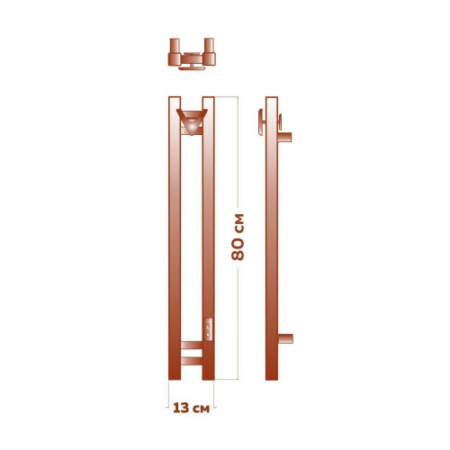 Полотенцесушитель электрический (I-образный) Bauedge Stella Square DB-0084, 13x80 см