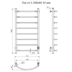 Полотенцесушитель Пэк сп 5 100х40 32 мм