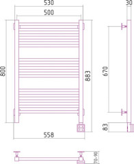 Электрический полотенцесушитель Сунержа Модус 800х500 скрытое подключение
