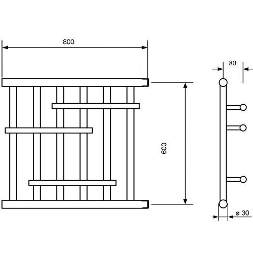 Полотенцесушитель Ника ECON ПМ-6 60/80 без полки