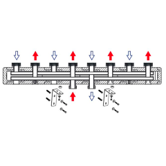 Стальной коллектор HOOBS 4 выхода, длина 1050 мм, в комплекте с теплоизоляцией и креплением