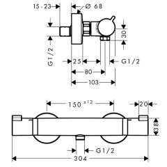 13116990 Термостат для душа Ecostat Comfort, ВМ, ½', полированное золото