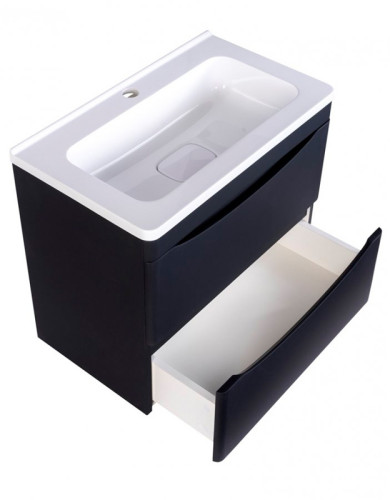 Тумба подвесная Style Line Бергамо мини 60 (2 ящ.) Люкс антискрейтч черный, PLUS