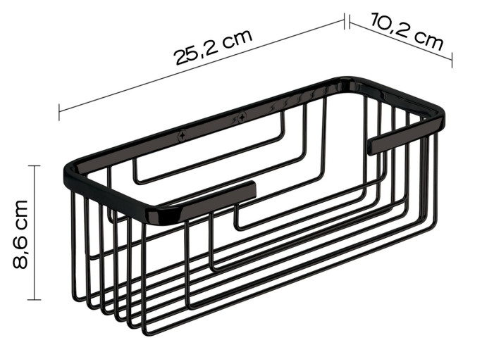 Gedy, решётка прямоугольная 1-уровневая (25,2х10,2хh8,6), цвет черный матовый