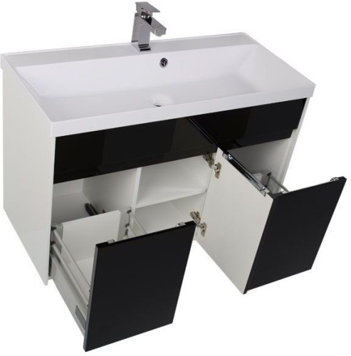 Тумба с раковиной Aquanet Латина 100 черный