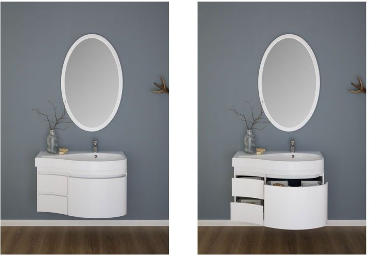 Тумба с раковиной Aquanet Сопрано 95 R белый (3 ящика)