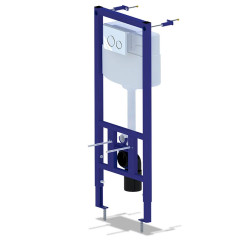 Инсталляция для подвесного унитаза АНИ Пласт с клавишей смыва глянцевый хром, круглые кнопки (WCP1131)