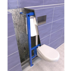 Инсталляция для подвесного унитаза АНИ Пласт с клавишей смыва глянцевый хром, круглые кнопки (WCP1131)