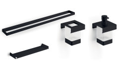 400CNE09N Модуль подвесной 400мм: рейлинг A8883CNE+ дозатор A8812MNE21+ стакан A8810MNE21+ полочка A8809NNE,нерж.сталь AISI 304,стекло матовое,черный