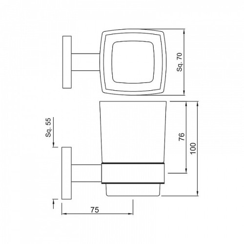Стакан для зубных щёток Jaquar Kubix Prime, с держателем, хром (AKP-CHR-35741P)