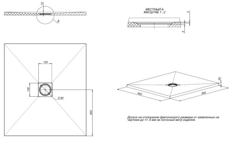 Душевой поддон Allen Brau Priority 90x80 8.31001-PGM
