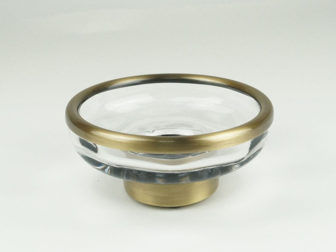 Surya Crystal, мыльница на металлическом основании 11,5х11,5хh4,5 см, стекло с эффектом волны, цвет светлая бронза
