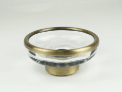 Surya Crystal, мыльница на металлическом основании 11,5х11,5хh4,5 см, стекло с эффектом волны, цвет светлая бронза