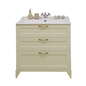 Тумба под раковину AQUATON Леон 80 Н напольная, дуб бежевый (1A187801LBPR0)