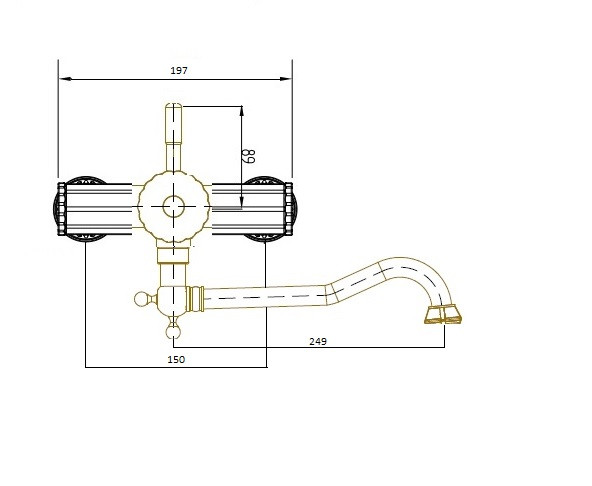 Смеситель для раковины настенный Bronze de Luxe WINDSOR 10111, бронза