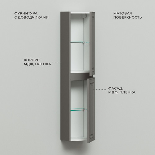 Пенал подвесной Итана Verona 25 250х200х1200 Смоки софт (CS00080606)