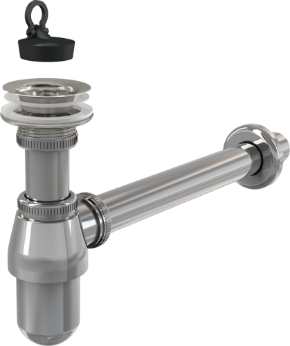 Сифон для раковины Alcadrain 32 мм, цельнометаллический, с водосливом 5/4", хром (A437)