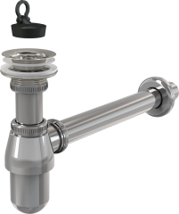 Сифон для раковины Alcadrain 32 мм, цельнометаллический, с водосливом 5/4&quot;, хром (A437)