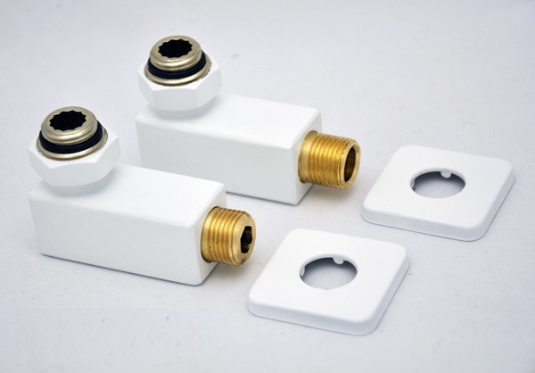 Комплект уголков квадрат с нак. гай. ГРОТА 1/2" х 3/4" (нерж.краш.) белые глянцевые