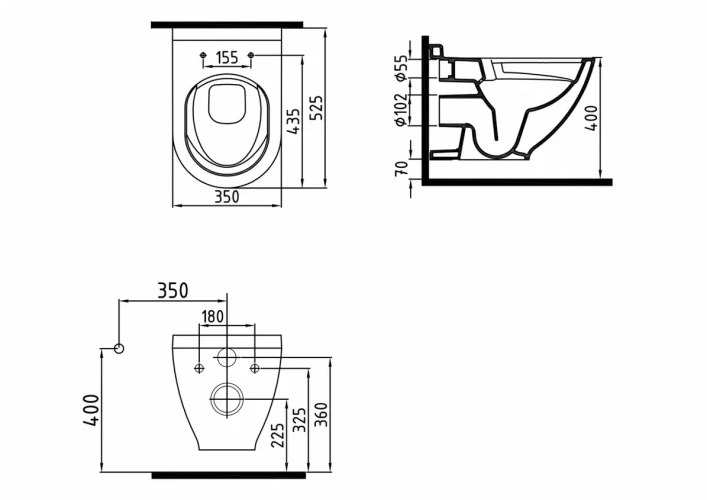 Унитаз подвесной Bien HARMONY безободковый с форсункой биде со встроенным смесителем горячей и холодной воды со скрытым креплением с быстросъёмным тонким сиденьем микролифт HRKA052N5VE0W5000 + VTMU11W5W5HB0 + YTEM91SM0000