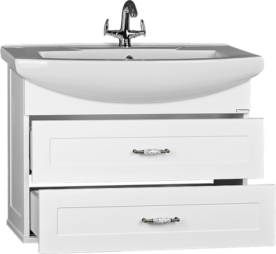 Тумба подвесная под умывальник "Элеганс 85 Belle" В2 Белый матовый Домино