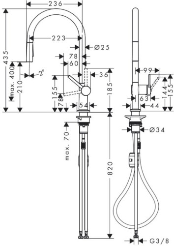 Talis M54 Кухонный смеситель однорычажный, 210, с вытяжным душем, 2jet 72800000