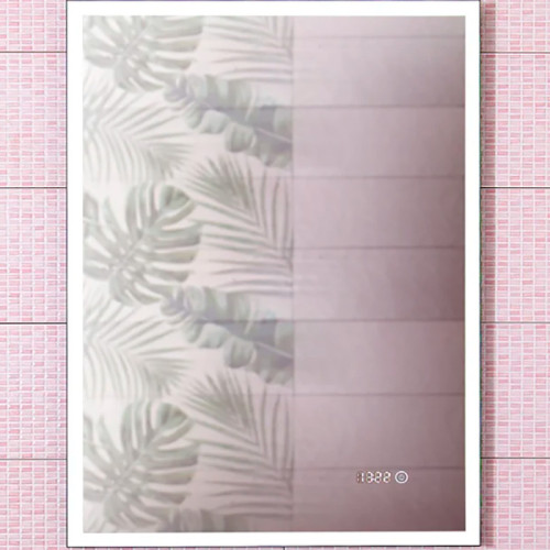 Зеркало Бриклаер Лофт 60 4627125415722 с подсветкой Черное с бесконтактным выключателем и часами