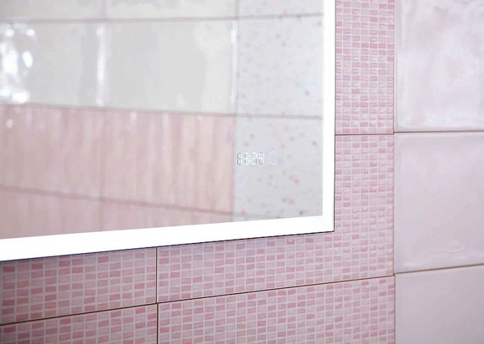 Зеркало Бриклаер Лофт 60 4627125415722 с подсветкой Черное с бесконтактным выключателем и часами