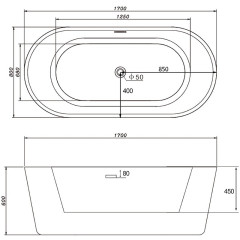Акриловая ванна Gemy G9209 170х80