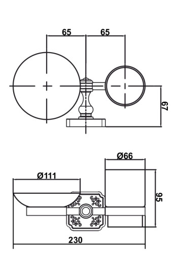 Держатель со стаканом и мыльницой Antik 081901 Br
