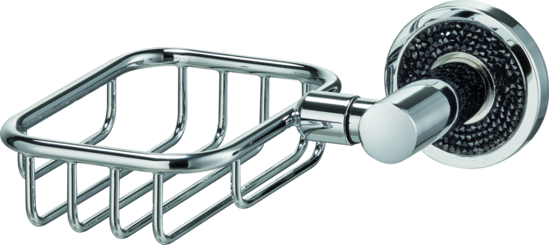 Sanibano Ebano, настенная мыльница решетка, цвет хром-кристаллы Swarovski black