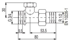 Вентиль на обратную подводку Oventrop Combi 2 проходной