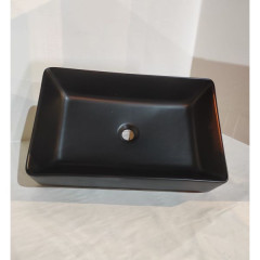 White Ceramic Slim, накладная прямоугольная раковина 60x38x13h см, цвет черный матовый