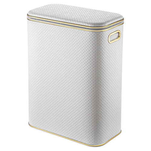 Корзина для белья Geralis PWG-B PUNTO белая, кант золото, стандартная
