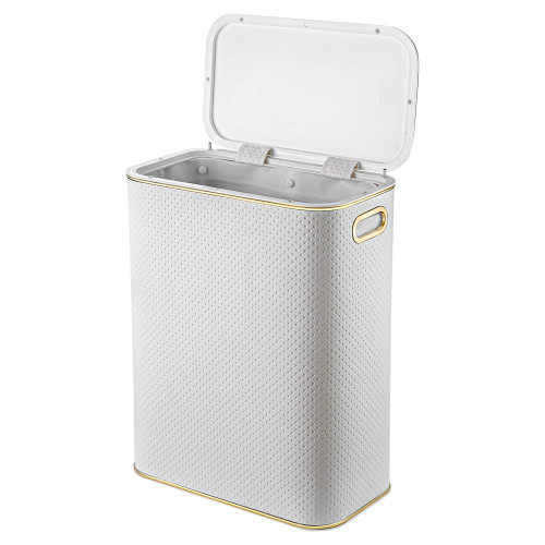 Корзина для белья Geralis PWG-B PUNTO белая, кант золото, стандартная