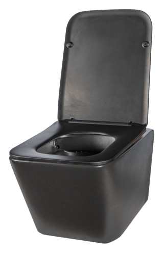 Унитаз подвесной безободковый Creto Logan L2 1002-002-L2BLMAT с крышкой-сиденьем микролифт, черный матовый