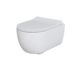 Унитаз Abner 103T20101R (545*360*330) БЕЛЫЙ МАТОВЫЙ подвесной БЕЗОБОДКОВЫЙ с тонкой крышкой