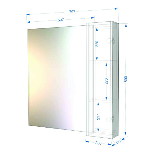 Зеркало-шкаф Венеция Canada 80 дуб крафт табачный