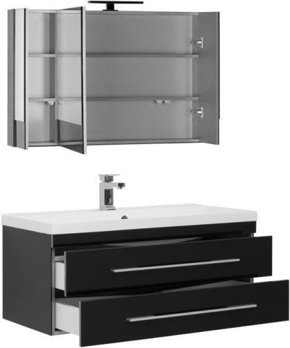 Мебель для ванной Aquanet Верона NEW 100 черный (подвесной 2 ящика)