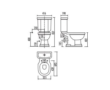 CREAVIT KLASIK Декор DIAG./GRI Унитаз